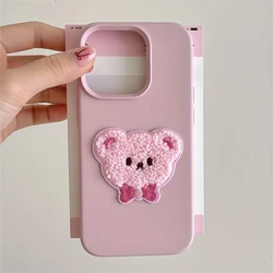 Adorable Embroidered Bear Pink Phone Case - Soft Cartoon Winter Cover - iPhone 11 (Pink)