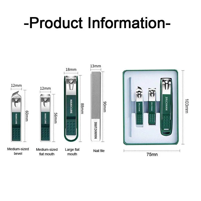 4pcs Professional Nail Clipper Anti-Splash Nail Clippers Men and Women Nail Cutter Set Stainless Steel Pedicure Tools ZJJ04 - Image 5