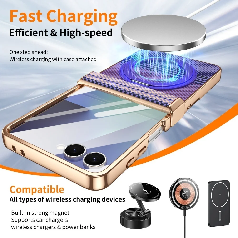 Vacuum Plated PC HD Front Screen Film Case with Metal Rotating Bracket Cover