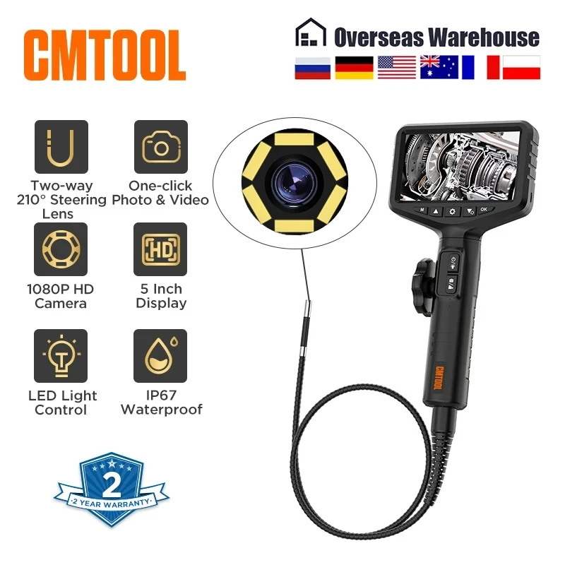 CMTOOL 관절형 자동차 산업용 내시경, 자동차 검사 카메라, 휴대 전화용 USB 비디오 보어스코프, 1080P HD