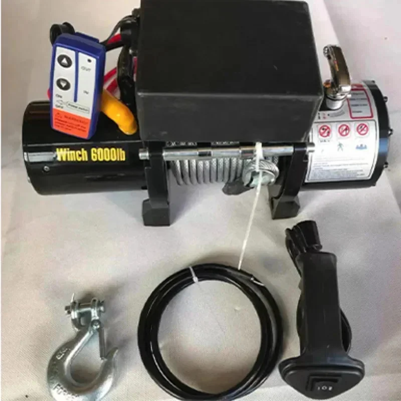 12V 24V 2721kg 2KW 6m/min Car Mounted Electric Winch Electronic Car Winch For Off-road Vehicle Electromagnetic Brake