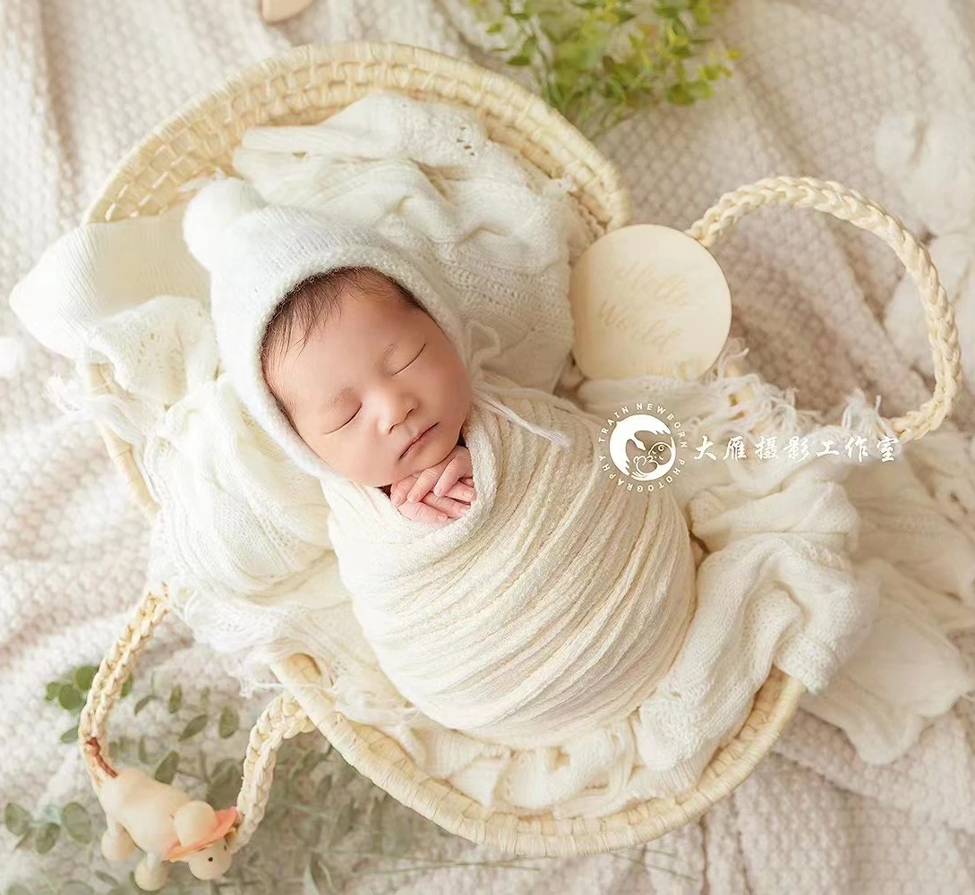 Palha cesta newborn photography props ninho posando recém-nascido with handles newborn photography accessories cesta recém-nascida newborn fotografia berco para bebê bebes accesorios recien nacido newborn props