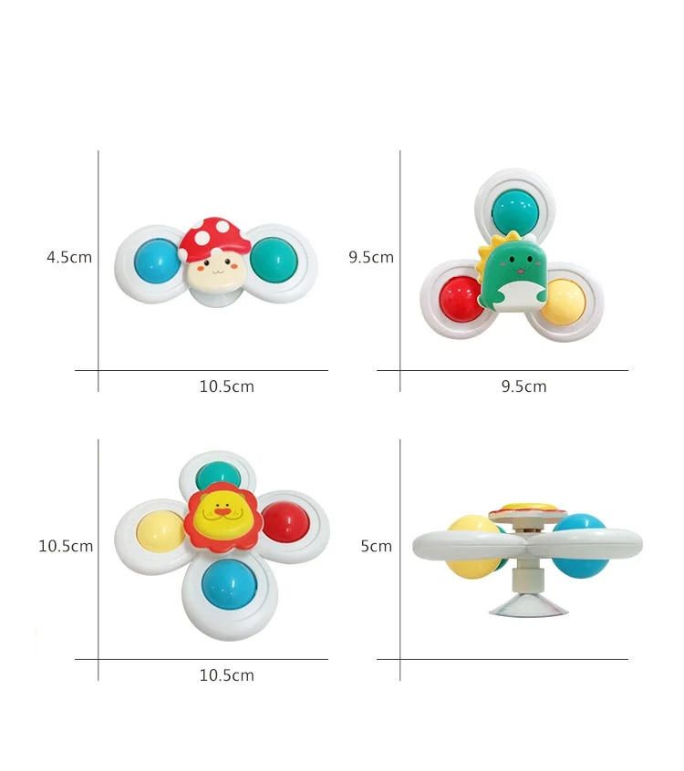 3Pcs Suction Cup Spinning Tops，Novelty Gyro Toys，Suitable For Preschool Boys & Girls , Sensory Bath Play Set,Birthday, Christmas 3