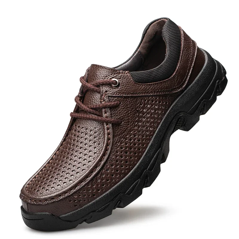 Mens Leather Shoes Genuine Cow Leather Casual Business Office Black Brown Outdoor Working Plus Big Size 49 50 51
