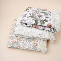 2 Layer Cotton Muslin Baby Blanket Floral Sunflower Newborn Swaddle Wrap Cloth Boy Girl Receiveing Blanket Baby Stroller Blanket 2