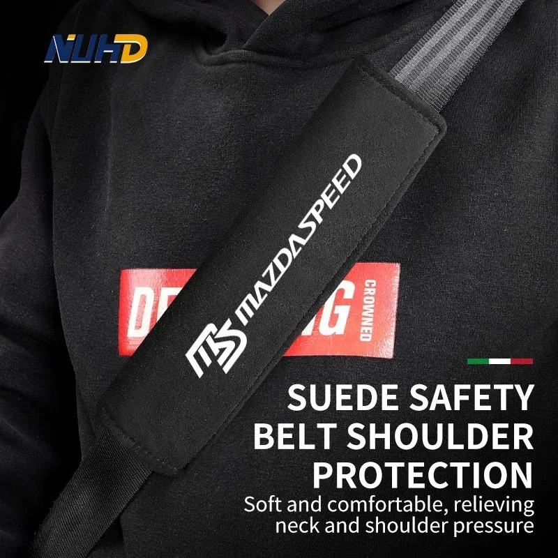 

2pcs Suede Car Seat Belt Shoulder Cover For Mazda 3 Axela 6 CX-3 CX-4 CX-5 CX-7 Seat Belt Protective Cover Interior Accessories