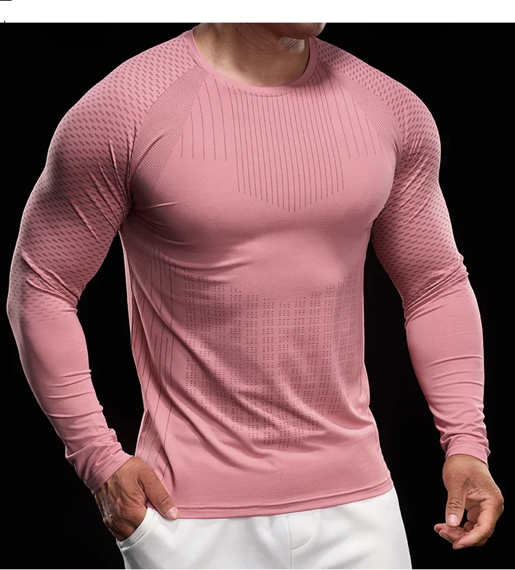 Men Athletic Running Shirt Elastic Training T-shirt Gym Fitness Workout Tight Outdoor Jogging Sweatshirt