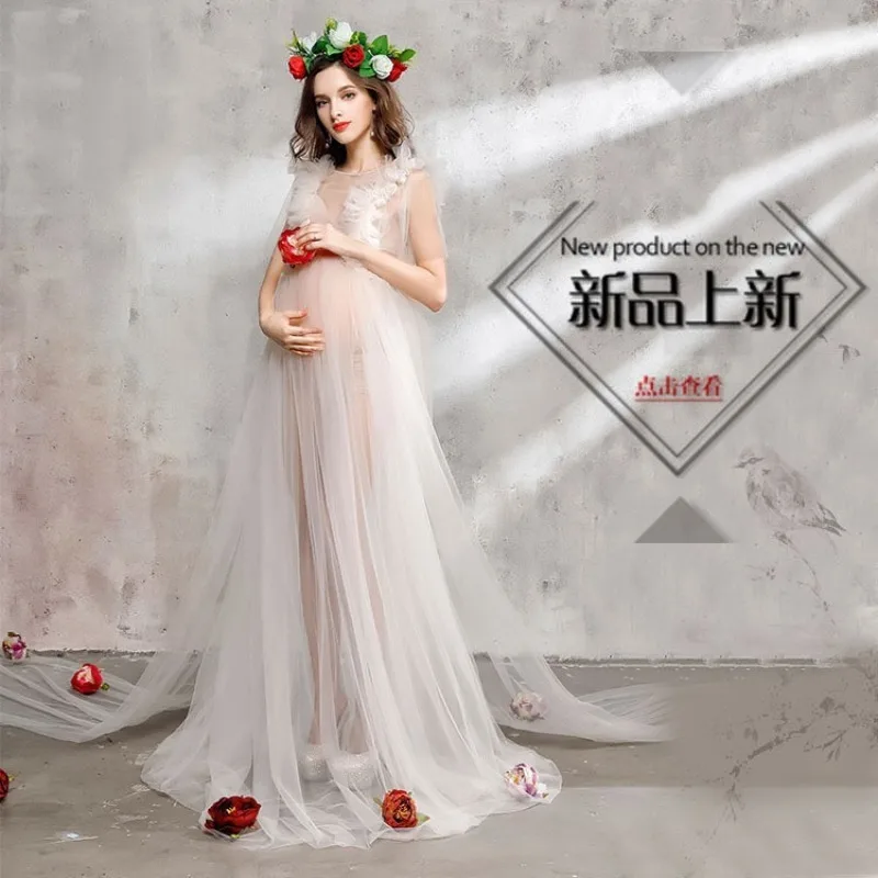 

Elegant Mother Dress New Maternity Photography Props Women Pregnancy Clothes Lace Dress For Pregnant Photo Shoot Clothing