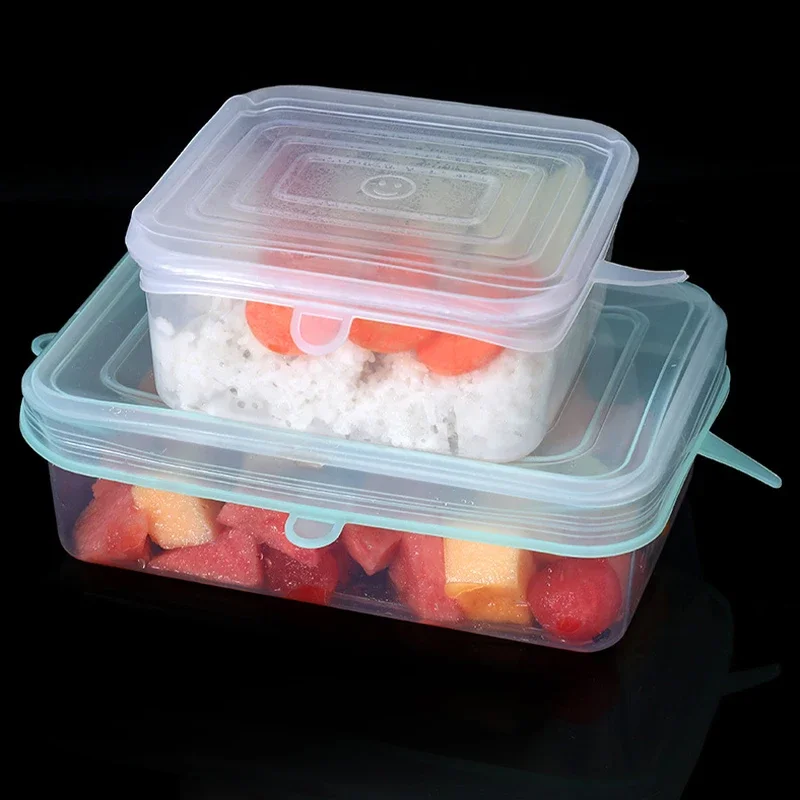 6PCS Square Silicone Stretch Lid Kitchen Tool Reusable Food Packaging Sealed Fresh Keeping food cover,bowl cover,fresh keeping cover,preservation cover,kitchen utensils,kitchen supplies