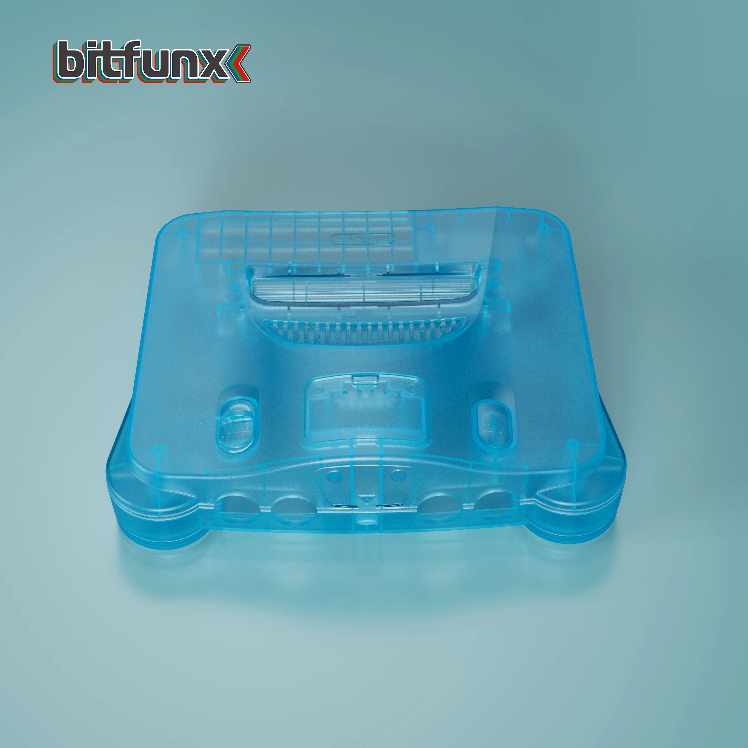 Bitfunx Ice Blue N64 Replacement Shell Transparent Case Protective