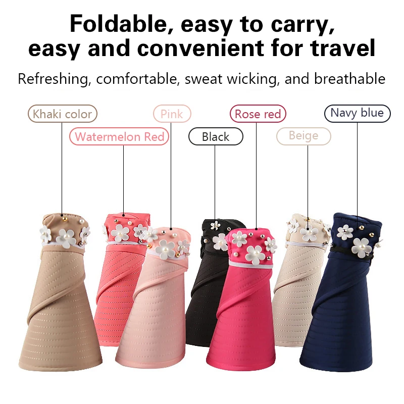 Summer Outdoor Wide Brim Casual Cap UV Protection Beach Sun Visor Adjustable Empty Top Breathable Hat Foldable Sun Hat