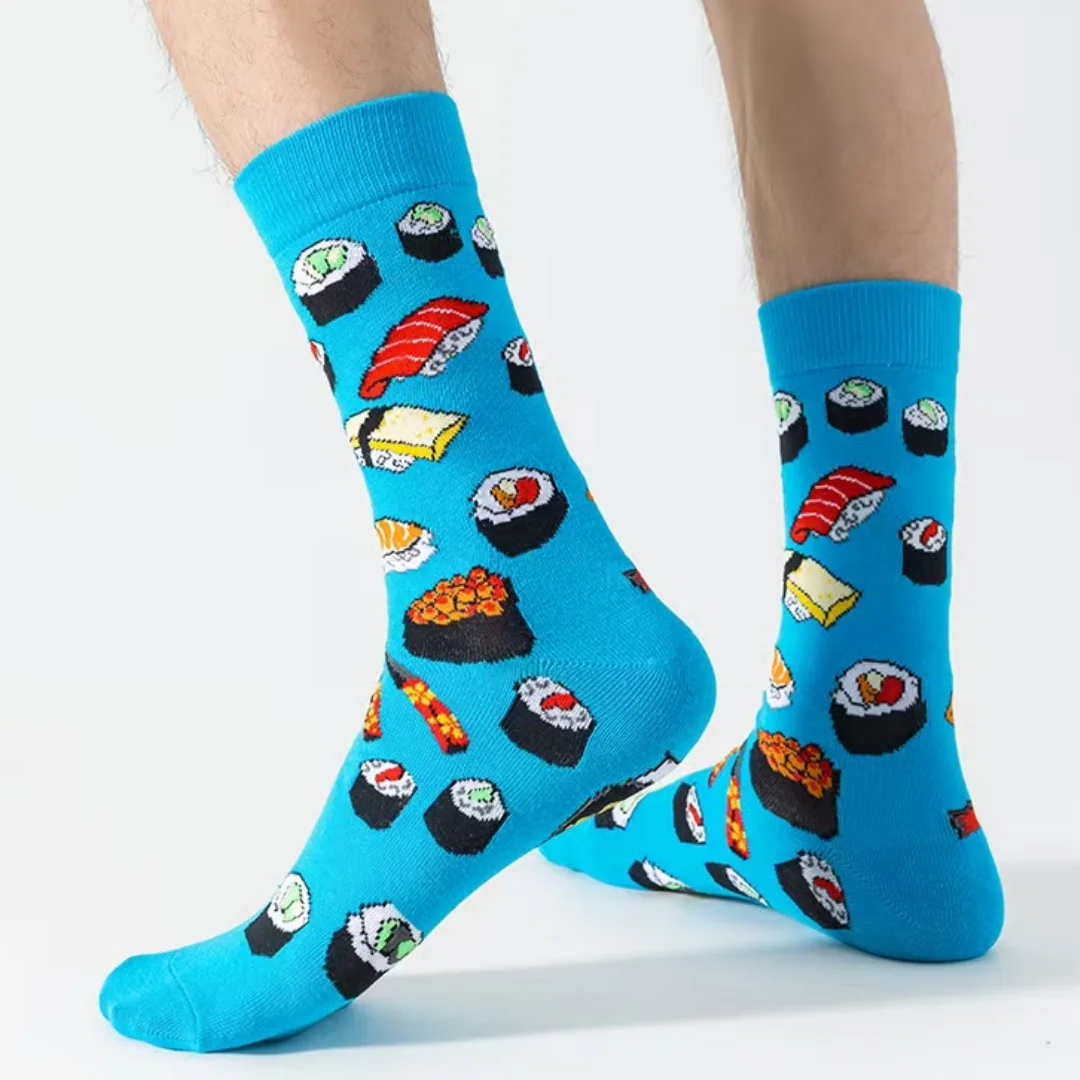 Unisex Mid-calf Socks 1 Pair Hamburgers Fries Avocado Sushi Pattern Personalized Street Style All Seasons