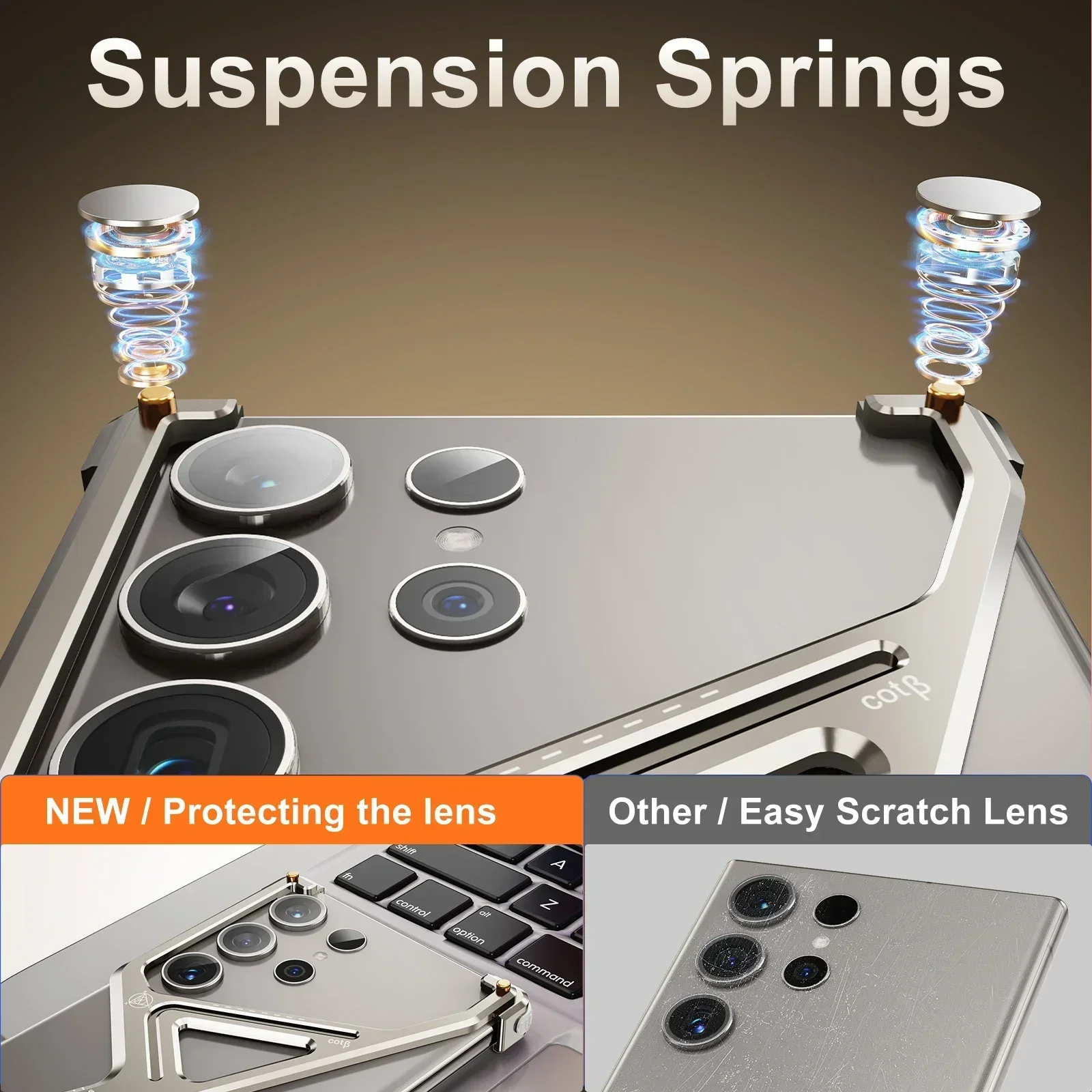 Eary for Samsung Galaxy S24 Ultra case with Kickstand Metal Bumper Cover Sleek Minimalist Frameless Aluminum Shock Grade Shells