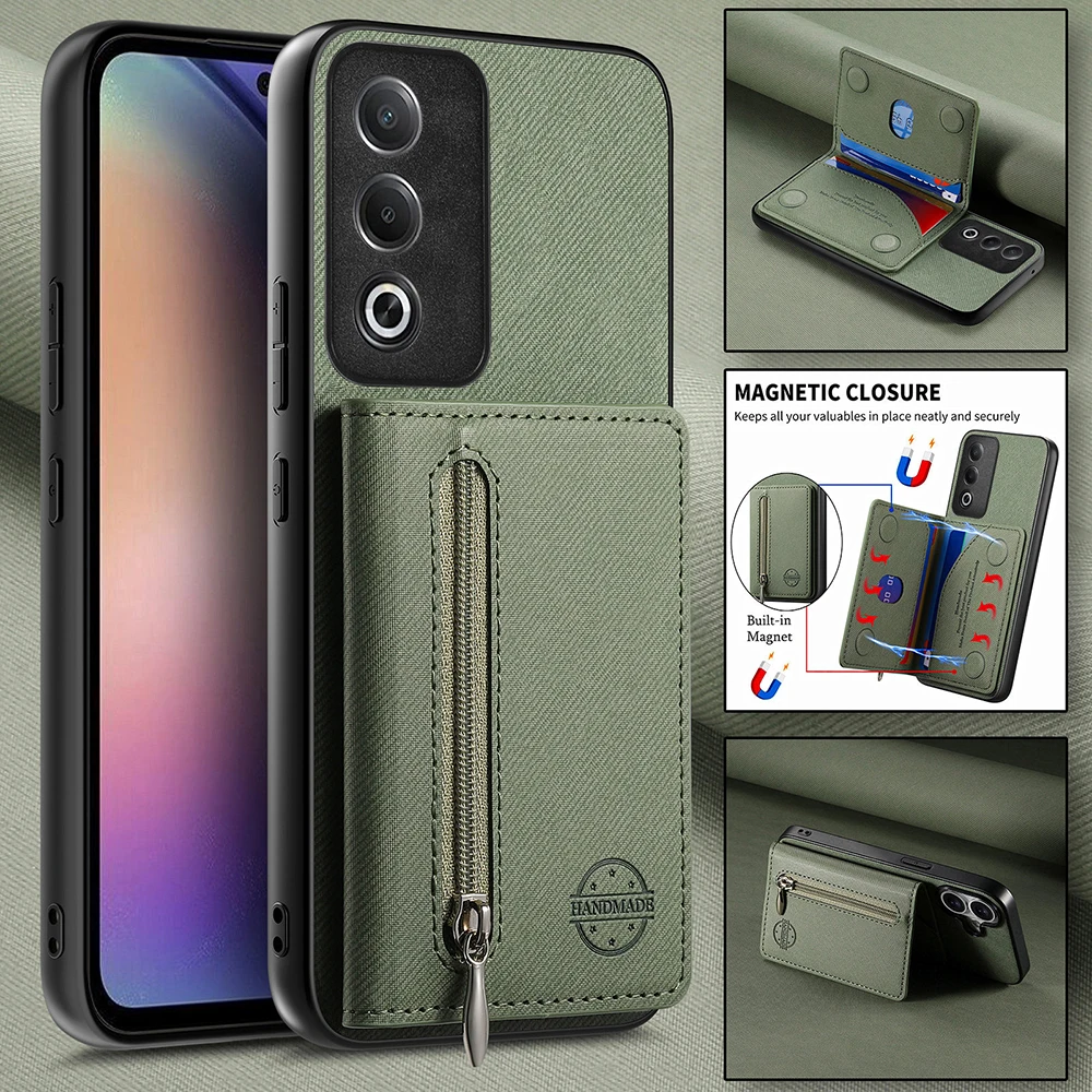 Luxury Zipper Wallet Leather Phone Case with Card Holder