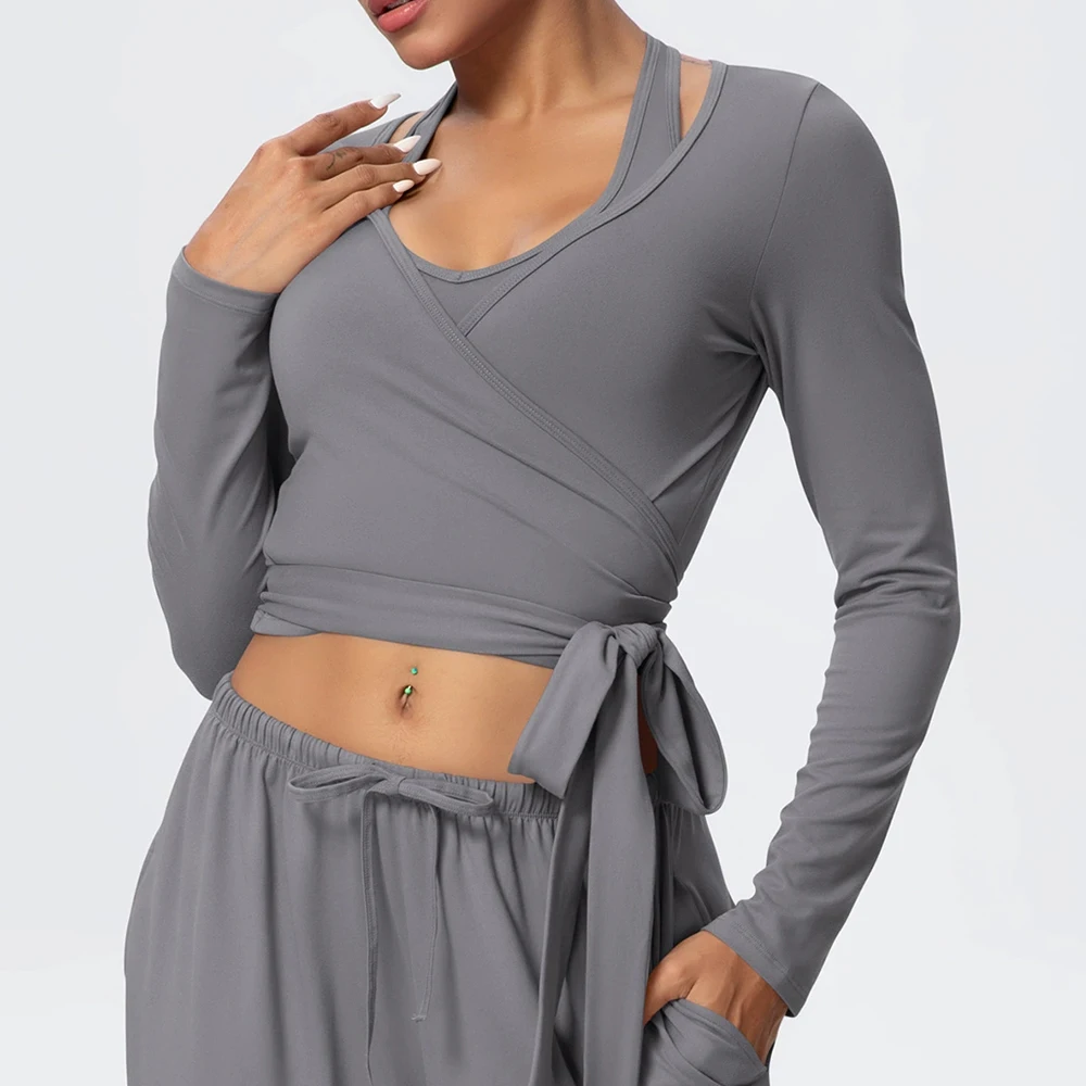 요가 긴팔 여성 상의 러닝 트레이닝 피트니스 요가 의류 크롭탑 야외 스포츠 가디건 긴팔 스포츠웨어