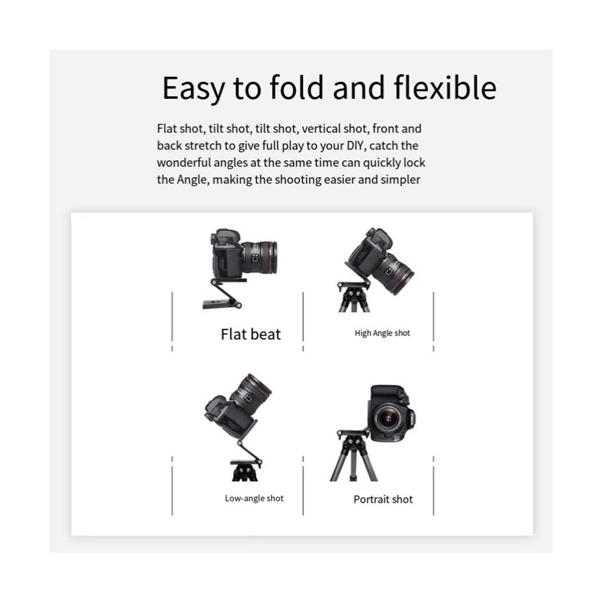 For Dslr Camera Sliding Rail Head Straight Stands Z-folding Tabletop Tripod Quick Lock Mobile Phone