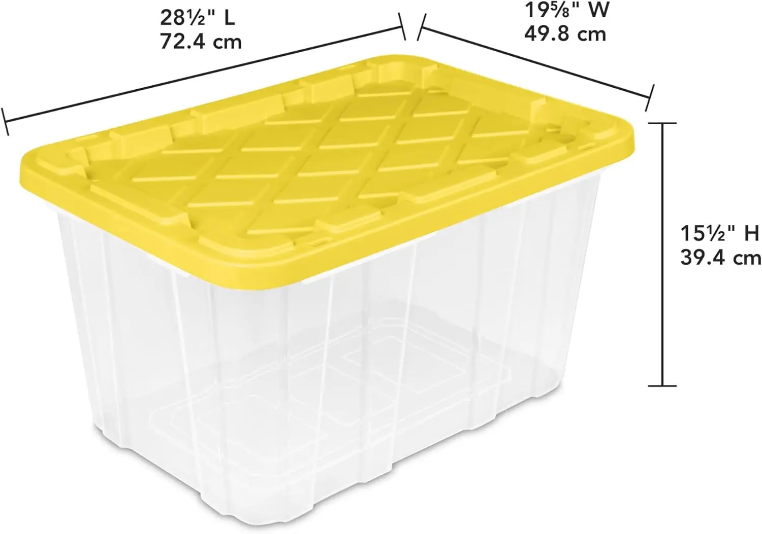 8 Pack Industrial Storage Box with Comfort Carrying Handles, 27 Gal, Yellow
