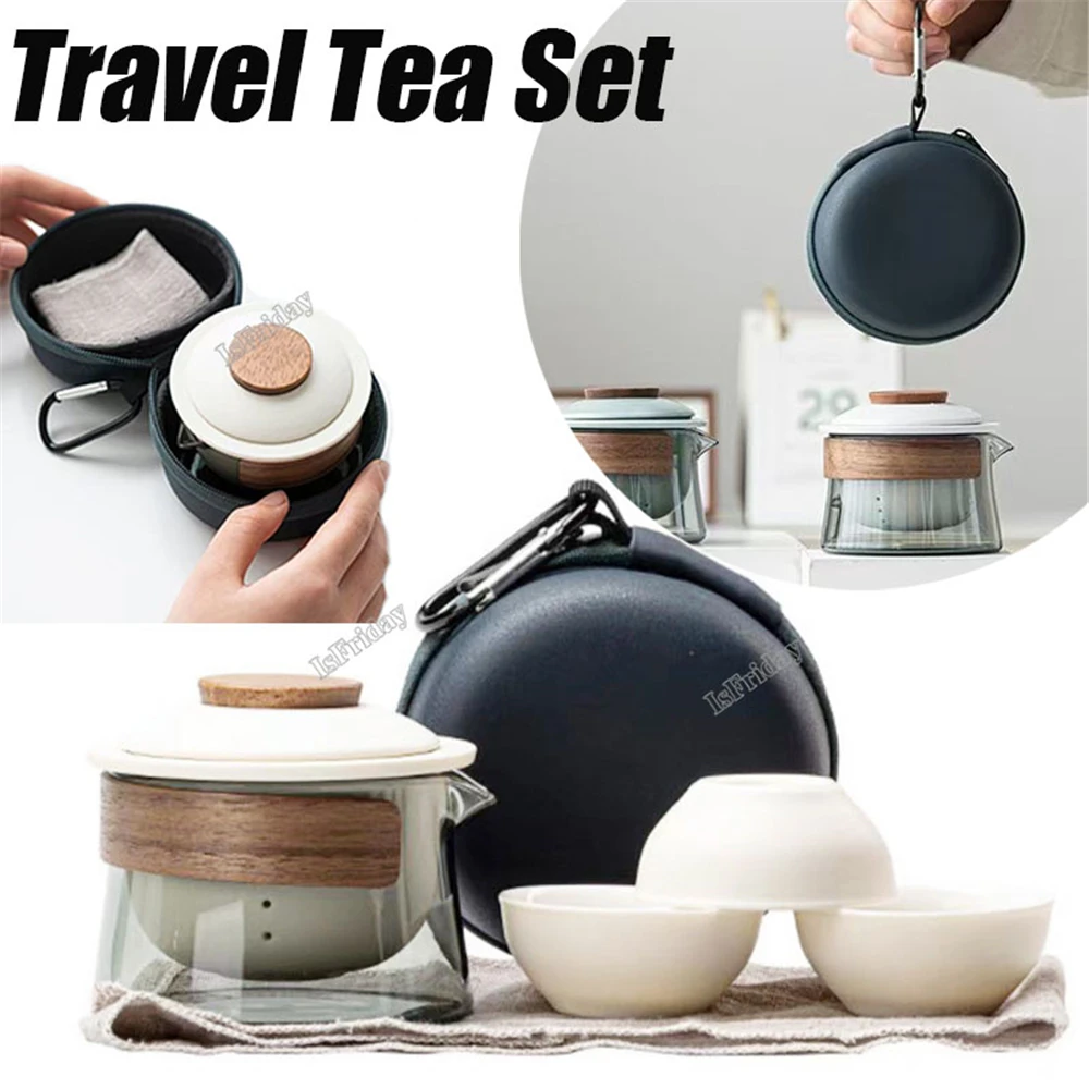 

Zen Teapot and Tea Cup Set Kit 1 Bowl 3 Cups Household Tea Making Travel Tea Set Outdoor Portable Bag Chinese Tea Set Supplies
