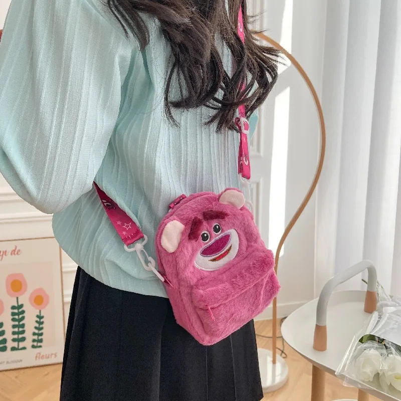 Disney's Plush Star Dew Strawberry Bear Little Monster Messenger Bag Women's Cartoon Bag
