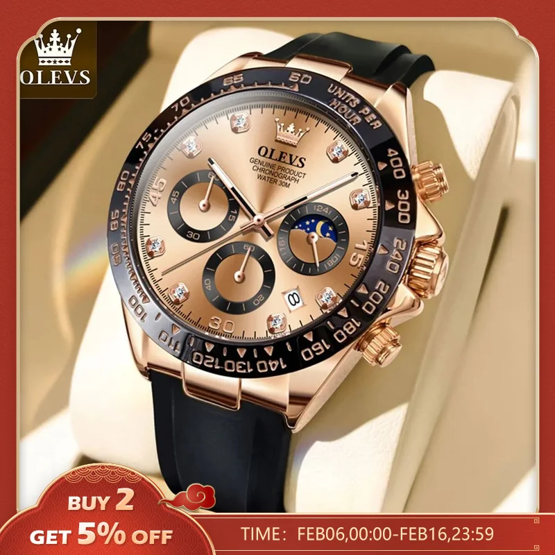 Olevs Luxury Men Watch Quartz Man Watches Impermeabile Luminoso Top Brand Watch For Men Date Chronograph Sport Orologio Da Polso