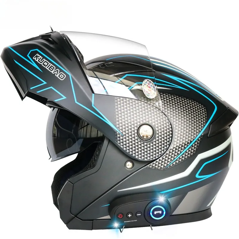 

Motorcycle Helmet with Integrated Bluetooth Double lens full face helmet High quality DOT Motorbike Helmet