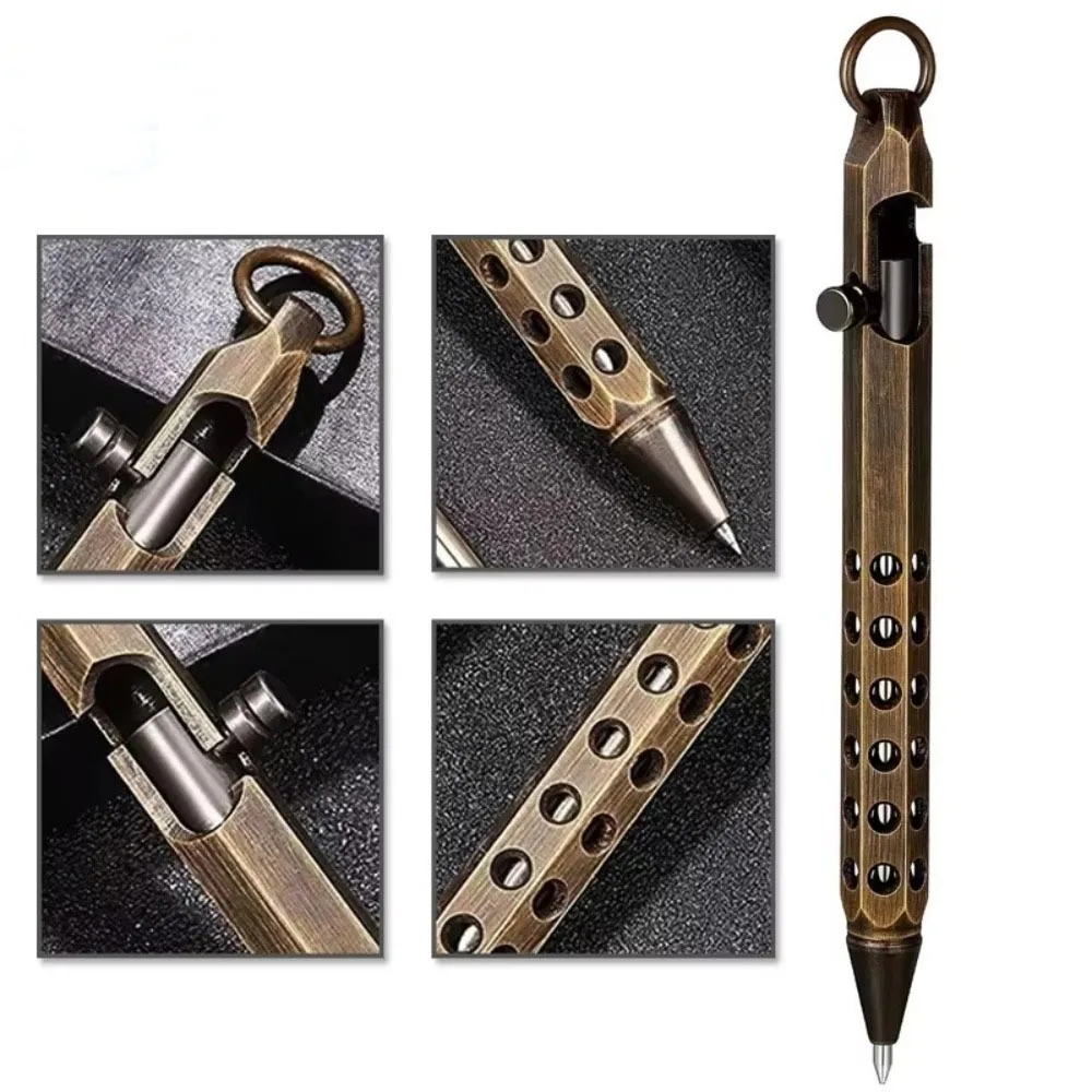 Retro Brass Pen Bolt Action Signature Ballpoint Pen for Business Christmas Birthday School Student Office Stationery