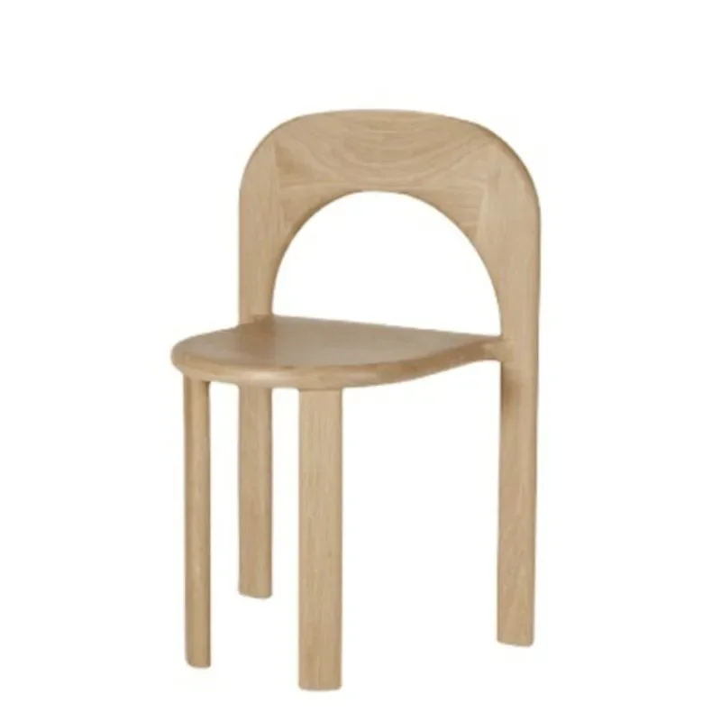 

Nordic Small Apartment Home Solid Wood Backrest Dining Chair Restaurant Stackable Stool Living Room Log Leisure Chair