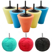 Drill Buffing Sponge Pads Polishing Cone Sponge Ball Burnishing Kit For Automotive Car Wheels Hub Care Metal Plastic Glass 1