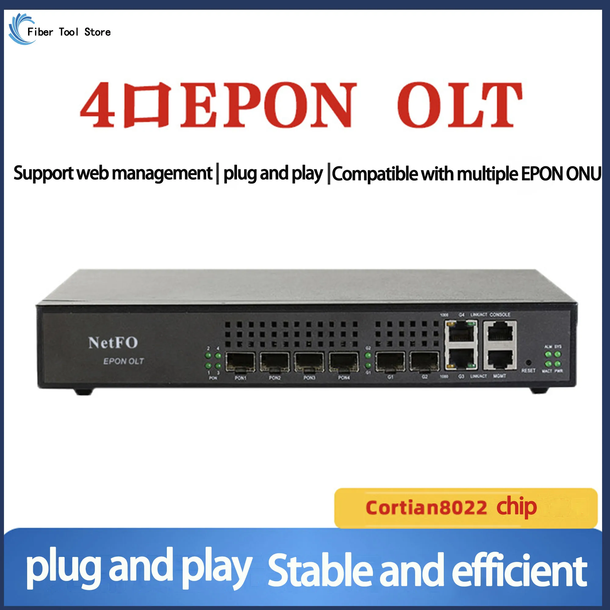 registration 4-port small EPON OLT fiber optic device - NF5804 plug and play automatic registration stable