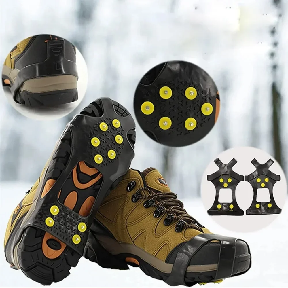 Studs Snow Ice Claw Anti-Skid Thermo Plastic Elastomer Climbing Shoes Spikes Grips Cleats Over Shoes Covers Crampons 10 ice gripper spike