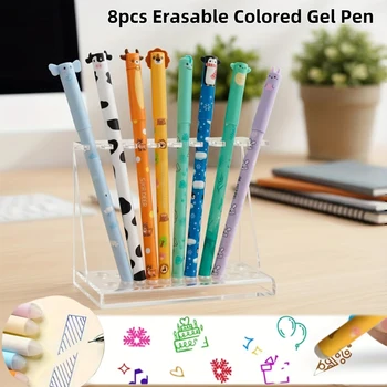 Penne gel colorate cancellabili da 8 pezzi, ricarica da 0,5 mm per la marcatura di prendere appunti, evidenziatori regalo per ufficio scolastico per lo studio o il lavoro