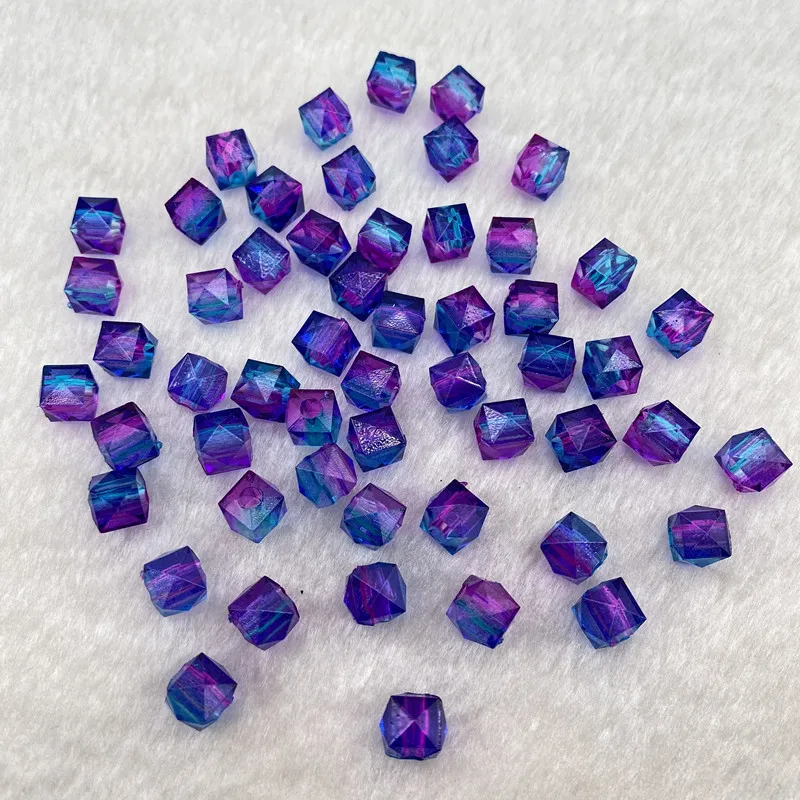 새로운 아크릴 다면체 크리스탈 비즈 큐브, DIY 액세서리, 8.5mm, 2 색