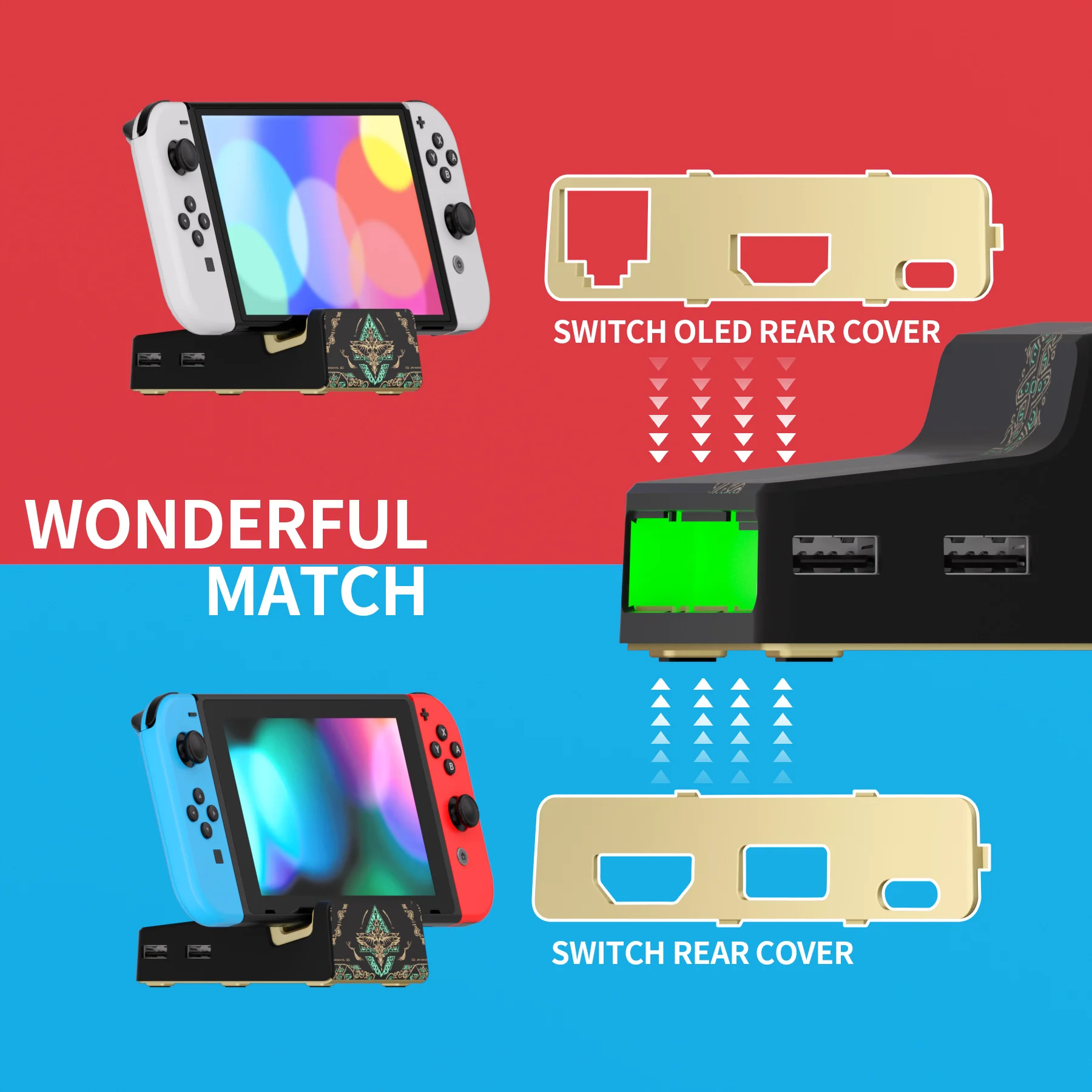 Extremerate Airydocky Diy Kit Gloeien In Donkere Vervangende Hoes Voor Nintendo Switch Dock, Nintendo Switch Oled-Totem Of Kingdom