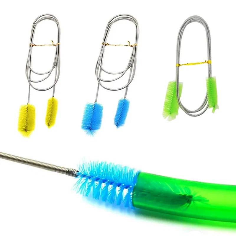 Fish Tank Cleaning Brush For Water Hose Lily Pipe Air Tube Stainless Steel Flexible Bent Tube Double Head Aquarium Cleaner