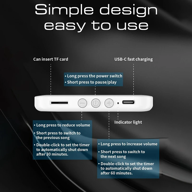 Bone Conduction Bluetooth 5.2 Speaker,White Noise Sleep Machine Bluetooth Music Box Under Pillow For Improved Sleep