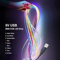 5V USB COB Led Strip Light White/Red/Green/Pink/Ice Blue/Yellow 320 Leds Flexible Ribbon DC Night Lamp TV Backlights Home Decor 2