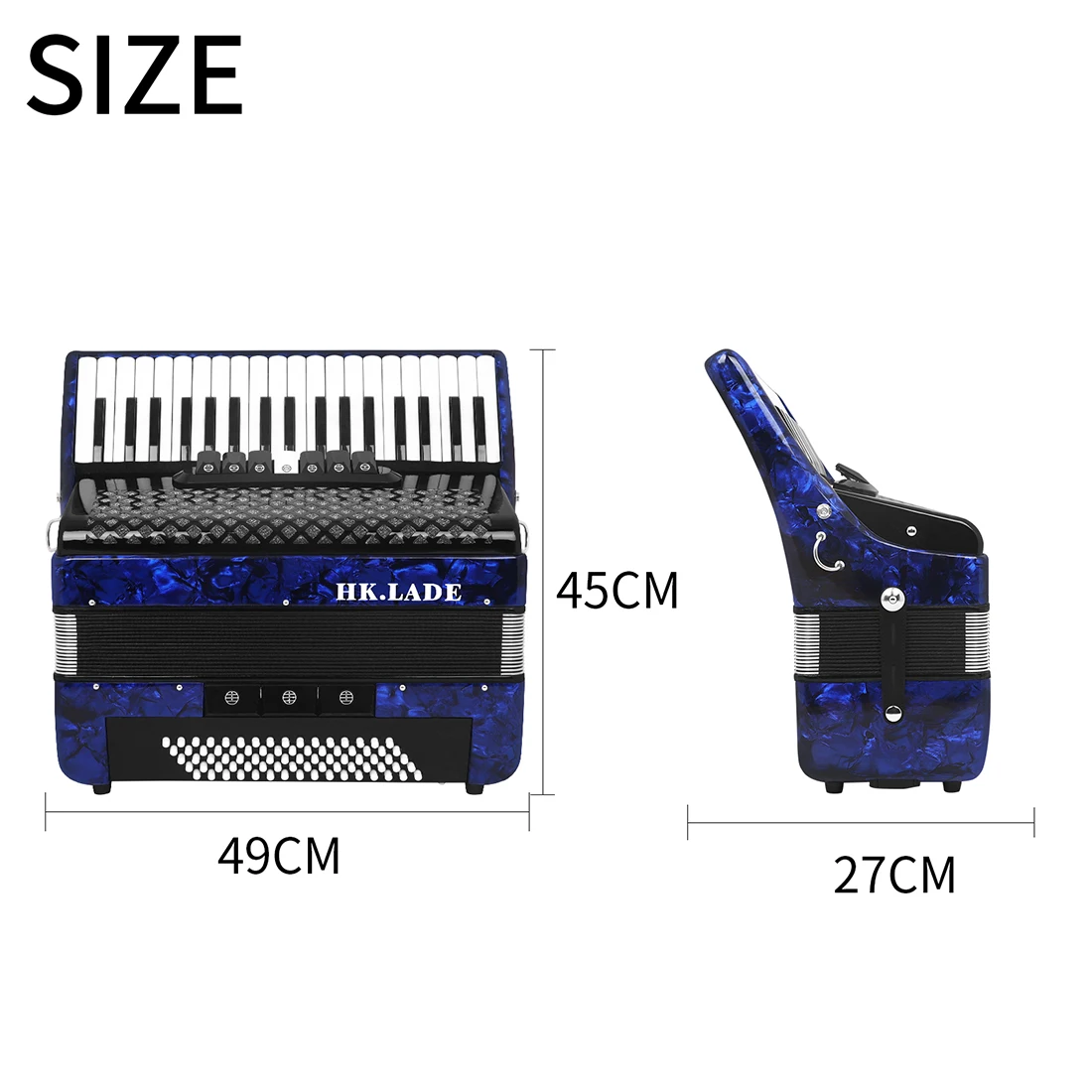HK&middot;LADE Accordion 37 Keys 80 Bass Accordion With Strap Bag Professional Keyboard Instrument For Grading Performance/Teaching