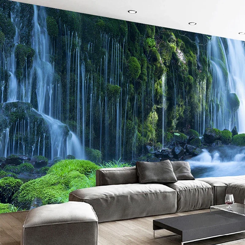 Papel de Parede Cascata com Foto Personalizada 3d Paisagem Natural Murais Decalques Decoração de Casa Rolo de Papel de Parede para o Quarto