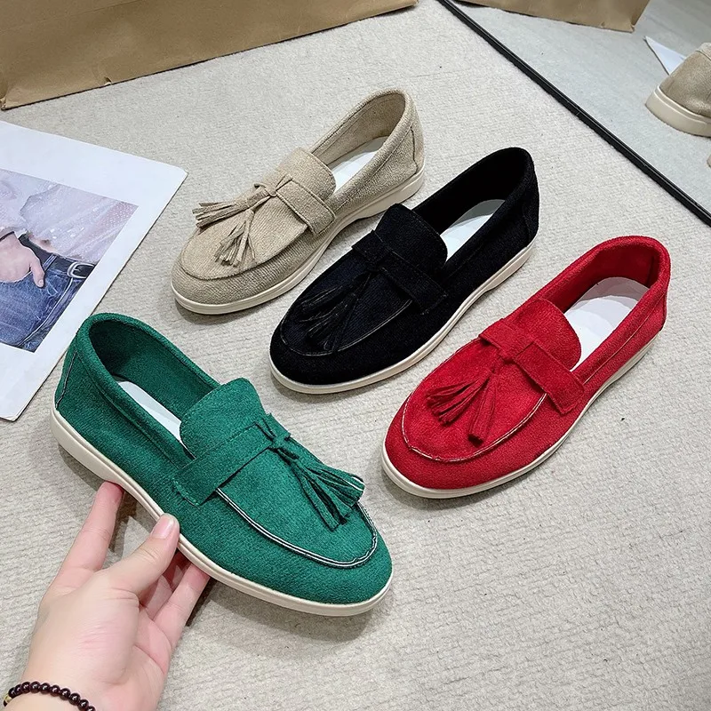 

2024 Sport Women Flats Shoes New Trend Spring Autumn Platform Suede Loafers Shoes Casual Ladies Walking Non Slip Chaussure Femme