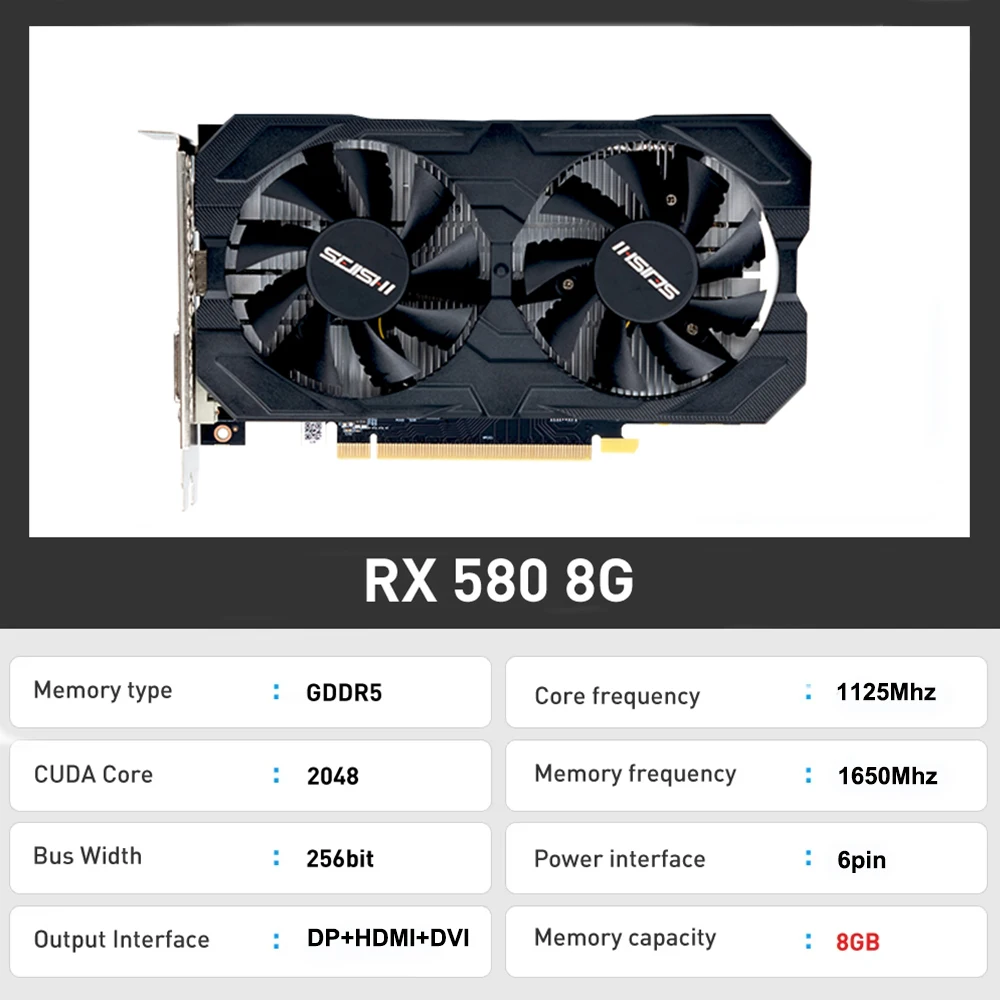 SJS RX 580 8G 256Bit 2048SP GDDR5 AMD GPU Graphics Cards RX580 Video Card Radeon Gaming Video Card placa de video 2 S54bea501baf749c8ae2103a4c2c0a566L