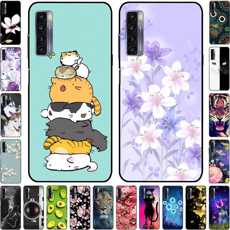 Per Custodia Tcl 20L Plus 20L + Cover Posteriore In Tpu Morbido Antiurto In Silicone Per Custodia Tcl 20S 20L Paraurti Nero Verniciato Funda Tcl20S Ca