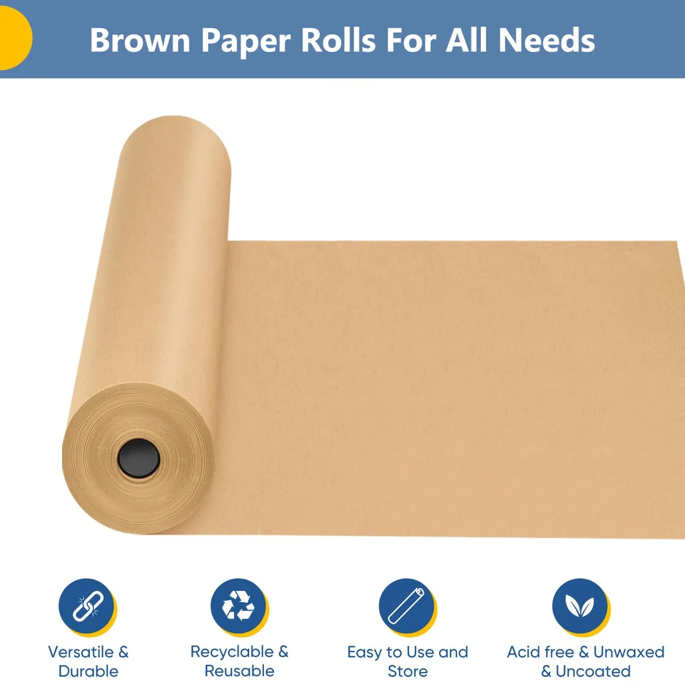 Rotolo Carta Kraft Vanhench 76x300 Cm - Marrone Cioccolato 110g/m², Ideale Per Confezionare Bouquet, Regali E Lavoretti Creativi - 2