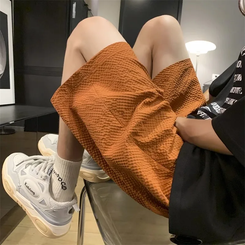 

Мужские летние модные однотонные тонкие спортивные шорты в стиле ретро 2024, мужские свободные шорты для отдыха, мужские мешковатые прямые шорты G171