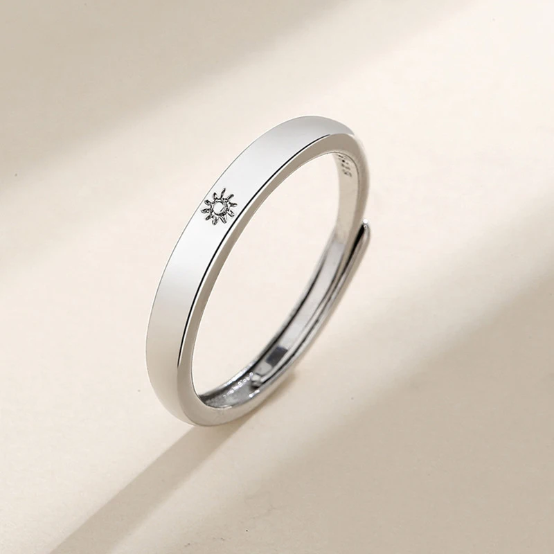 Fashion Simple Couple Ring Silver Color Sun Moon Adjustable Open Ring Jewelry For Women Men Wedding Anniversary Gifts fashion rings couple rings fashion ring finger rings
