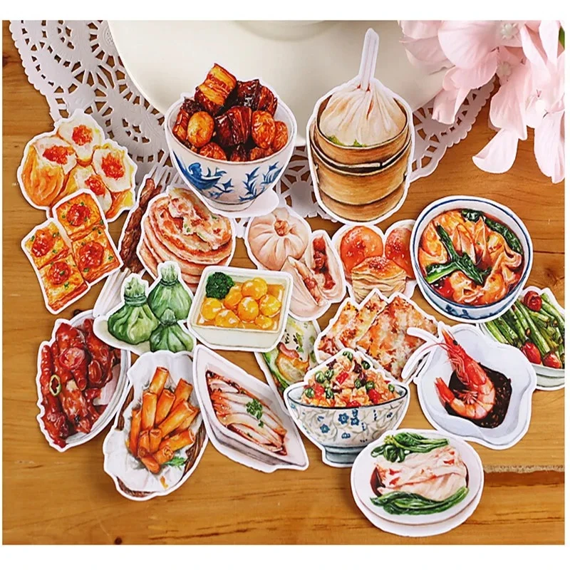 20 Stück kreative süße selbstgemachte chinesische Snacks/Lebensmittel Scrapbooking Aufkleber/dekorative Aufkleber/DIY Handwerk Fotoalben Kawaii – Detail 1