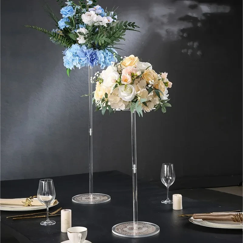 

10cs Transparent Crystal Bracket Flower Stand Road Lead Wedding Table Centerpieces Event Party Vases Home Hotel Decoration