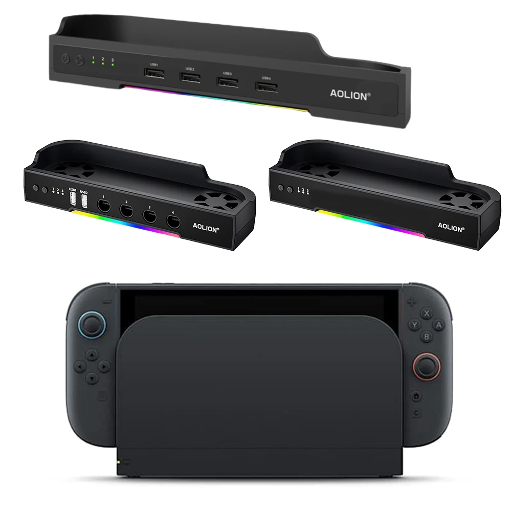 For Switch 2 Cooling Fan Base Wall Mount Game Console Base Radiator with RGB Light Portable Heat Sink for Switch 2 Accessories