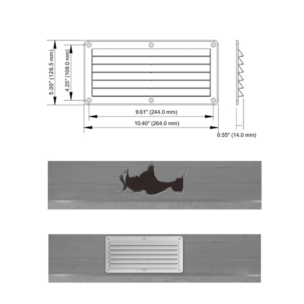 Pictures Boat RV Louver Vent Slot Square Design ABS Plastic Installation