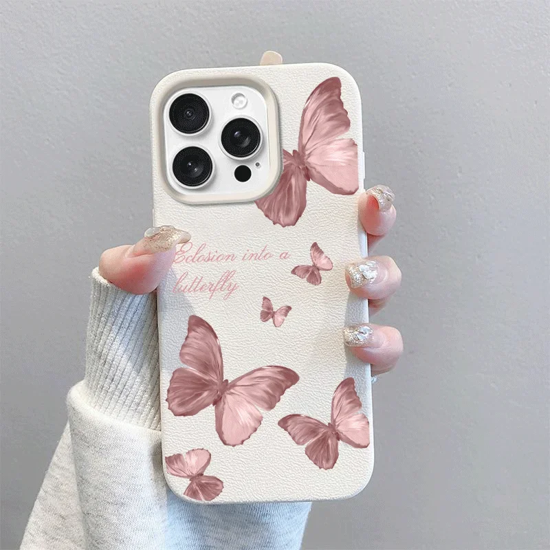 Elegant Flower Butterfly Leather Candy Phone Case Cover