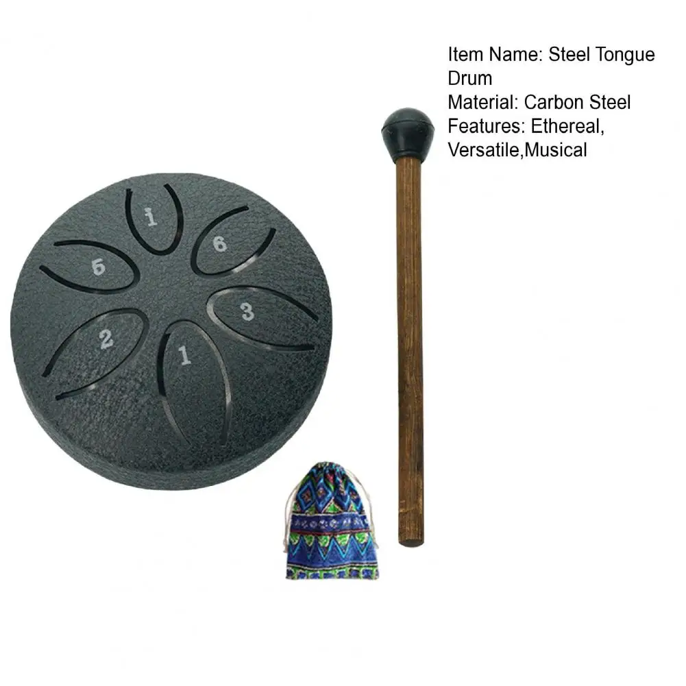 Steel Tongue Drum 3 Inches 6 Notes Garden Rain Chime Mini Chakra Drum Small Ethereal Handpan Mallet Zen Yoga